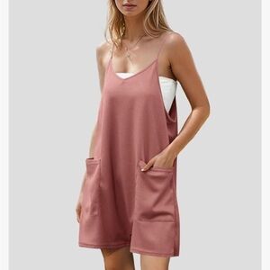 Pink Romper with adjustable Spaghetti Straps and V-Neckline​
